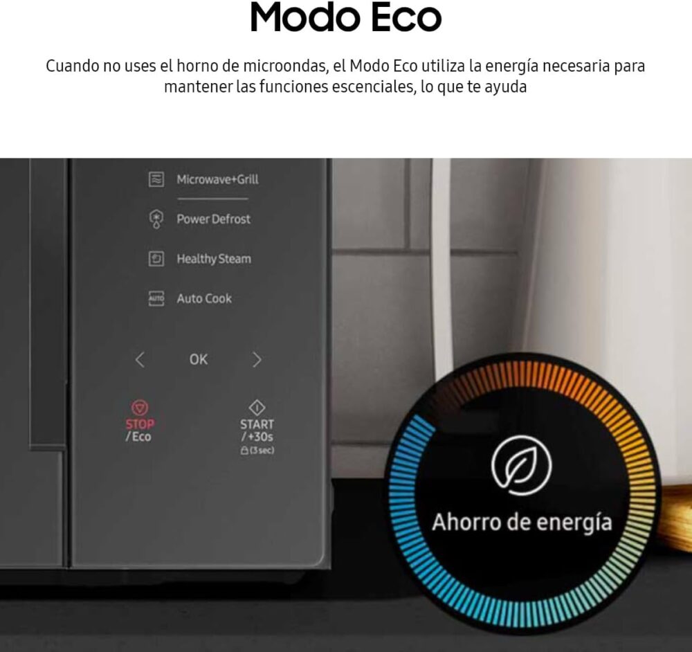 Horno de microondas Grill Samsung 1.0 pies (28 L) acabado espejo color Plata - Imagen 8